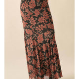 Mesh Mermaid Skirt - Burgundy Combo