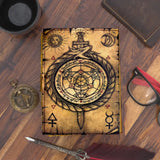 Vintage Leather Journal Notebook Diary with Compass Print
