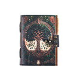 Vintage Leather Journal Notebook with Tree Print