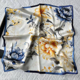 100% Silk Square Scarf - Blue/Gold