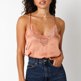 Bonnie Lace Trim Satin Tank Top