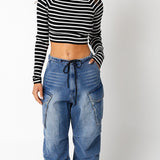 Denim Chute Pants