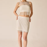 Sadie Sheer Rhinestone Top And Skirt - Taupe
