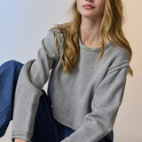 Zoe Loose Fit Cropped Top - Gray
