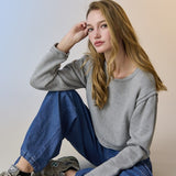Zoe Loose Fit Cropped Top - Gray