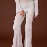 V-Neck Long Sleeve Light Weight Knit Set - Gunmetal