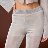 V-Neck Long Sleeve Light Weight Knit Set - Gunmetal
