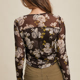 Floral Mesh Long Sleeve Top