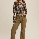 Floral Mesh Long Sleeve Top