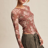 Floral Mesh Long Sleeve Top