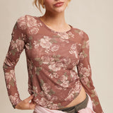 Floral Mesh Long Sleeve Top