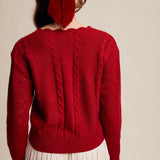 Handmade Crochet Flower Cardigan - Red