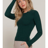 Long Sleeve Crew Neck Ribbed Sweater