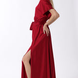 Aakaa Maxi Dress with Dolman Sleeves - Burgundy