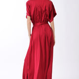 Aakaa Maxi Dress with Dolman Sleeves - Burgundy