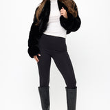 Velvet Noir Cropped Faux Fur Bolero - Black