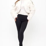 Velvet Noir Cropped Faux Fur Bolero - Ivory