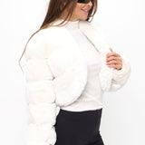 Velvet Noir Cropped Faux Fur Bolero - Ivory