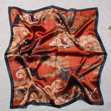 100% Large Silk Square Scarf - Red/Orange