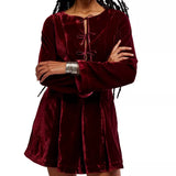 Linney Velvet Mini Dress - Cabernet
