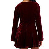 Linney Velvet Mini Dress - Cabernet