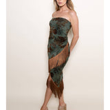 Floral Velvet Fringe Dress - Jade Combo