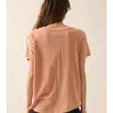 Vintage-Print Graphic Tee - Salmon Rose
