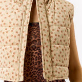 Ditsy Floral Corduroy Puffer Vest - Taupe