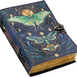 Vintage Leather Journal Notebook with Butterfly Print