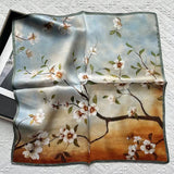 100% Silk Square Scarf - Blue/Orange