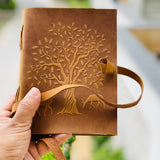 Tree with Deer Embossed Leather Journal