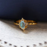 Silver 18k Gold Plated Artificial Moonstone Ring