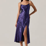 Gaia Metallic Midi Dress - Purple