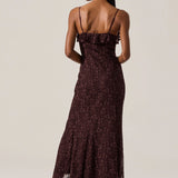 Leonie Floral Lace Maxi Dress - Wine Brown