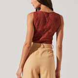 Kairi Lace High Neck Top - Rust