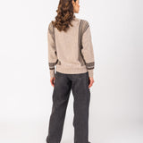 Carala Geometric Zip-Up Cardigan - Neutral Combo
