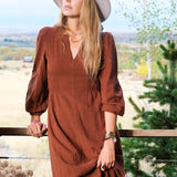 Crepe Cotton Dress - Tabaco