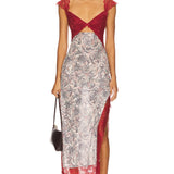 Suddenly Fine Maxi Slip Dress - Birch Combo