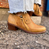 Michelle Leather Bootie - Mustard Brown