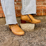 Michelle Leather Bootie - Mustard Brown