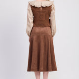 Cordelia Faux Suede Midi Skirt - Mocha