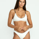 Woman's V Baby Scoop Crop Bikini Top - White