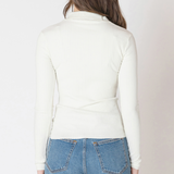Half Zip Ribbed Top - Ivory