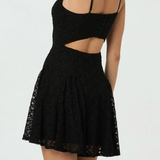 Lace Corset Bodice Mini Dress - Black