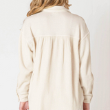 Waffle Knit Button Up Shirt - Cream