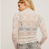 All Day Lace Long Sleeve Top - White