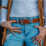 Western Tooled Vintage Buckle Belt