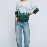 Mountain Inspired Crew Neck Sweater - Off White Combo