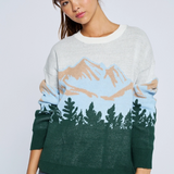 Mountain Inspired Crew Neck Sweater - Off White Combo