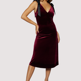Adorned Virtue Velvet Midi Dress - Plum